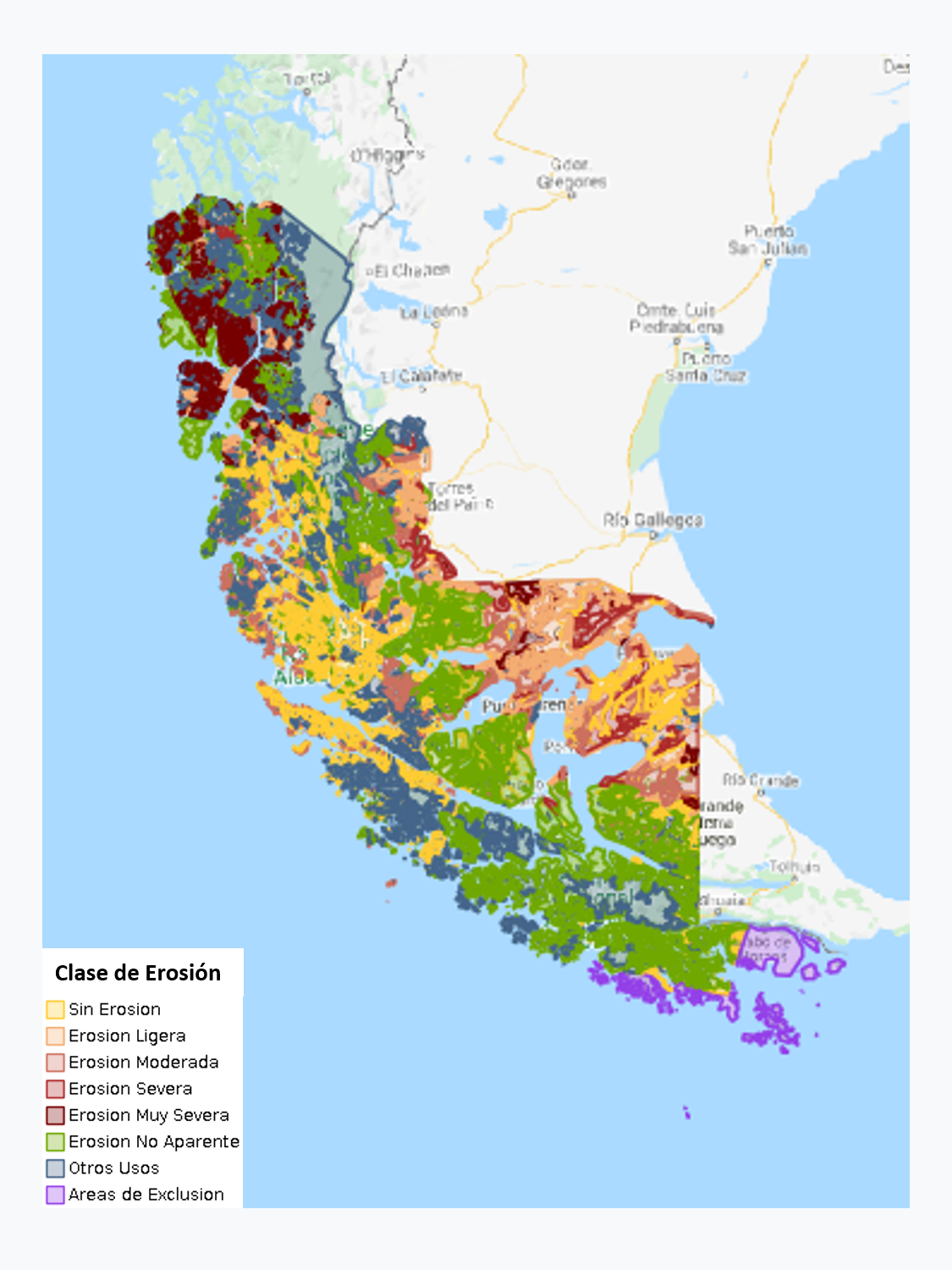Erosión Actual de la Región de Magallanes - 2010